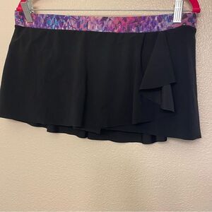 Profile by Gottex swimsuit skirt skort bottom Black Purple Print waist  12